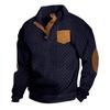 Mens Block Striped Corduroy Sweatshirt Outdoor Long Sleeve Stand Collar Jacket Sweaters Button Quarter Sweater Top