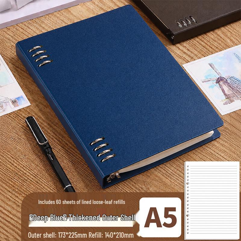 Custom Logo A5 Loose-Leaf Notebook - DIY Cover, High-Quality Printing, Lined Pages, Assorted Colors.
