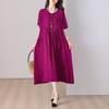 Elegant Women's Summer Dress Plus Size Casual Short Sleeve Vintage Loose Long Dress Summer Clothes
