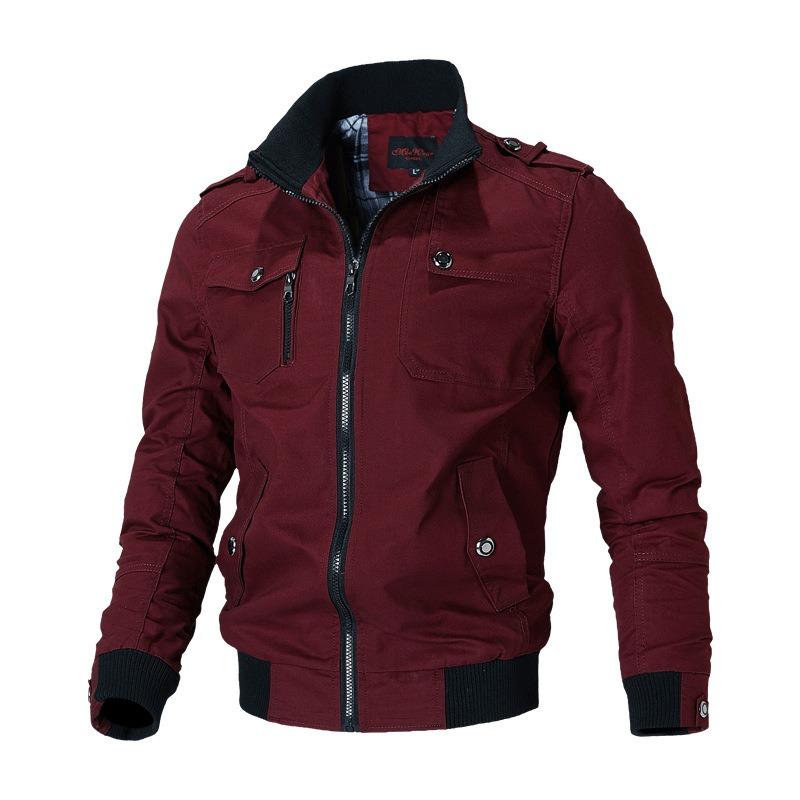 Stand-up collar men's washed jacket cotton military uniform outdoor casual jacket trendy one
