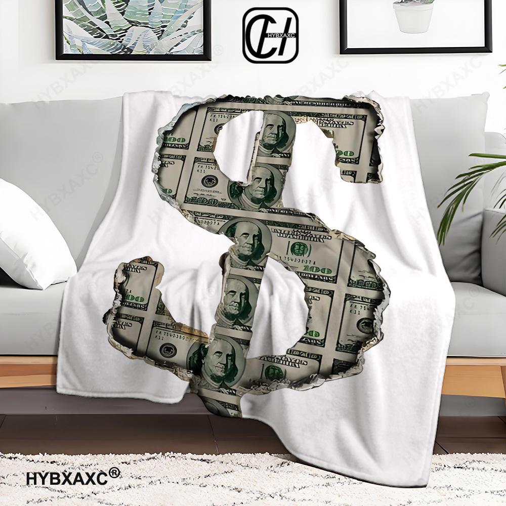3D Bogaty Dolar Euro Funt Pieniądze Kreskówka Miękki Koc Flanelowy do Łóżek Sypialni Sofy Pikniku, Koc do Rzucania na Zewnątrz Rekreacja Drzemka