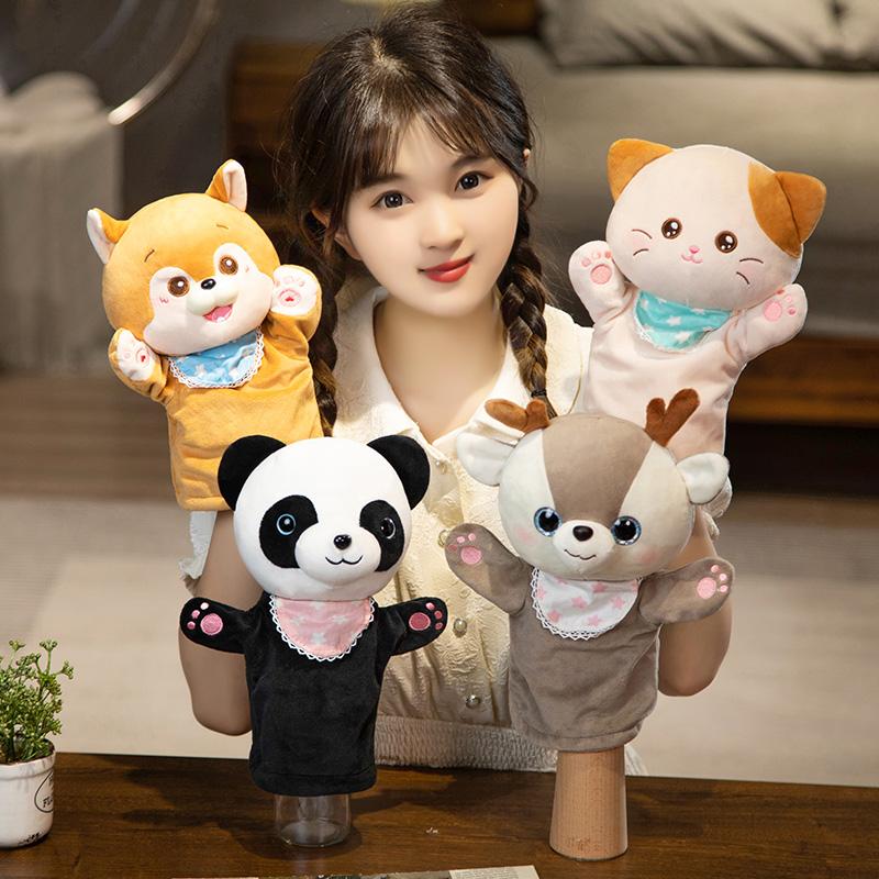 Horse Panda Hand Puppet Plushed Doll Soft Kitty Educational Baby Toys Simulator Animal Soft Stuffed Toys Anime Puppet for Kids