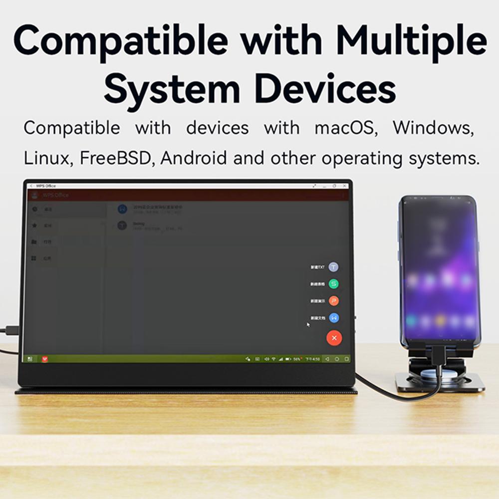15palcový přenosný monitor FHD1080P IPS herní monitor vestavěné duální reproduktory 170 stupňů široký pozorovací úhel externí