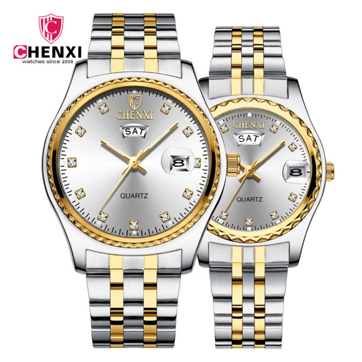 Chenxi 8204 New Style Fation Unisex Quartz Watch Best Power Steel Band Waterproof Date Display Simple Couple Reloj Watch