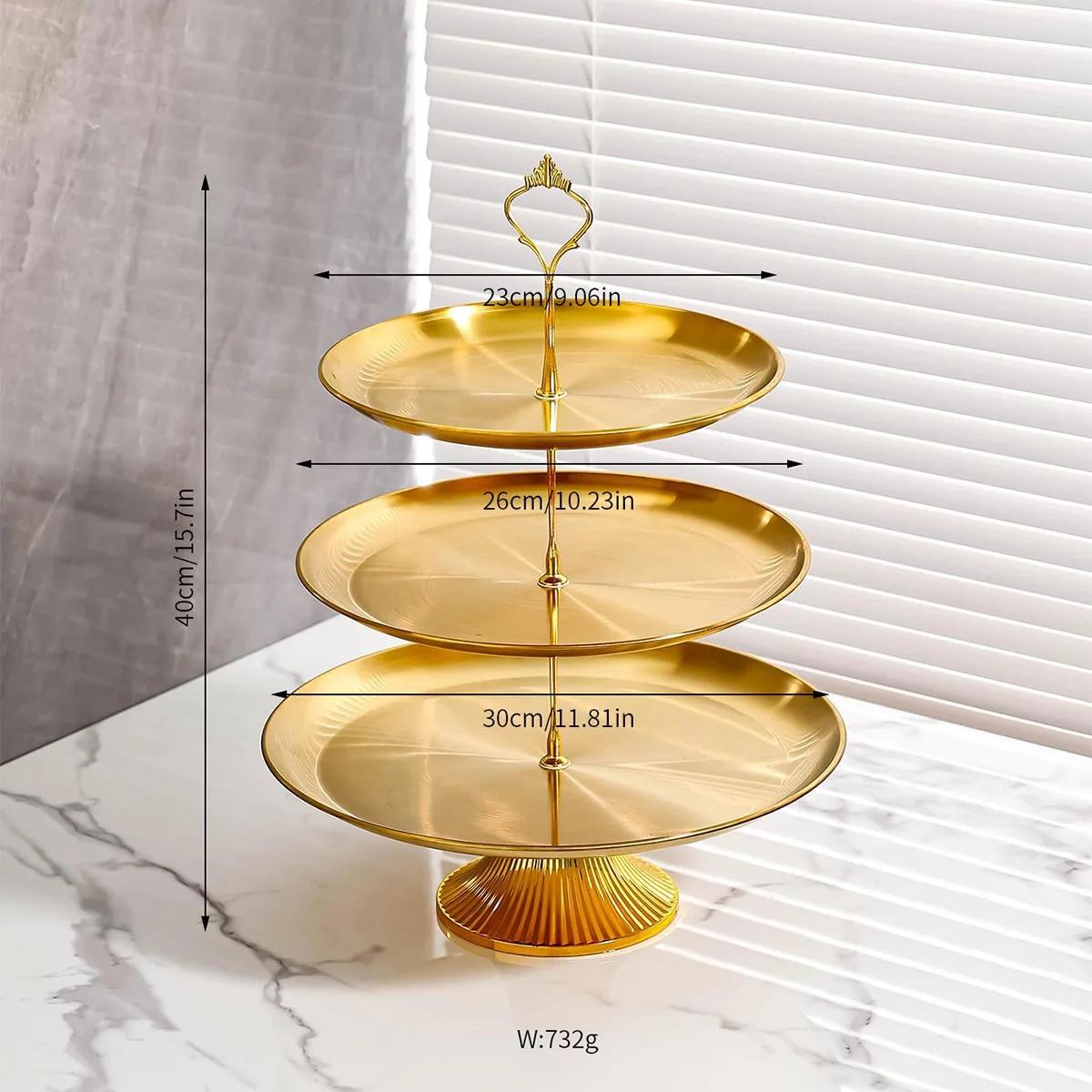 

WIKHOSTAR Подставки для торта Подставка для кексов Держатель Нержавеющая сталь Башня для кексов Фруктовая тарелка Поднос для торта Подставка для закусок Украшение для вечеринки 3 Layer