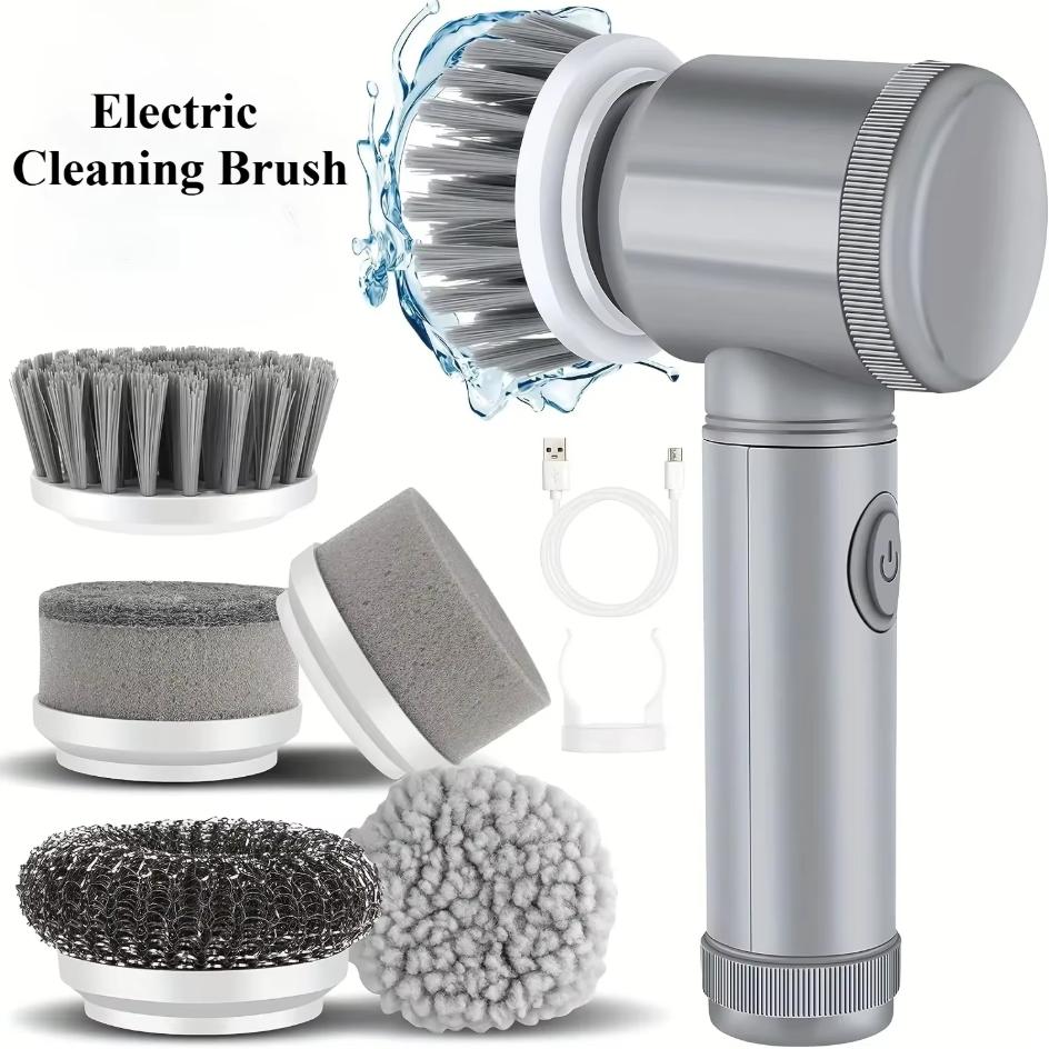 5-in-1 Electric Spin Scrubber Brush for Bathroom - Tile Bathtub Sink Cleaner with 5 Replaceable Brush Heads Power Scrubber