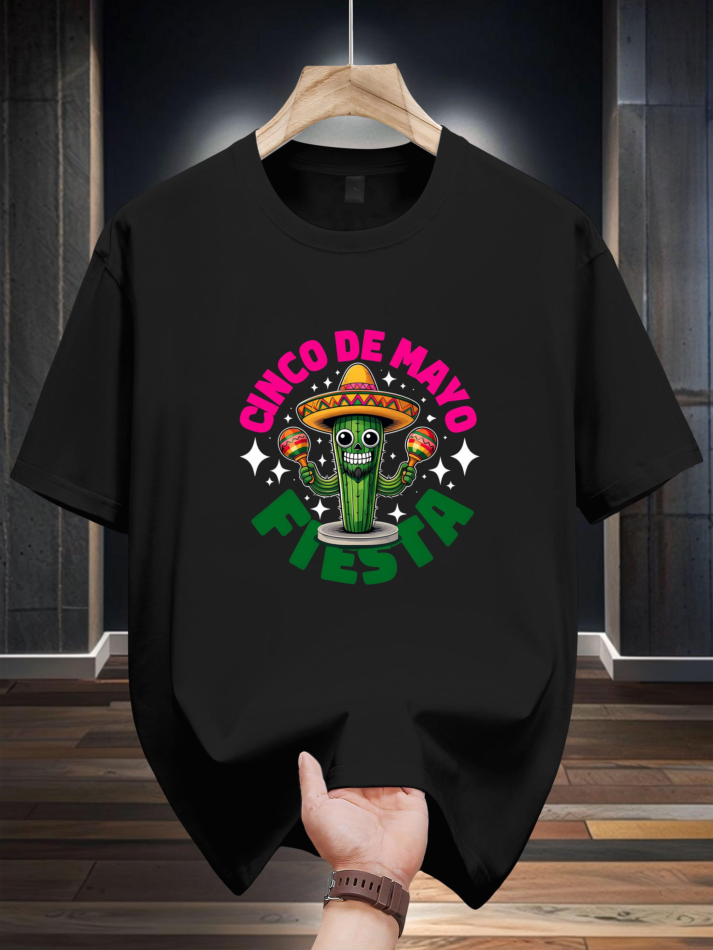 Niuwang SelectionT-shirt - Cinco de Mayo Graphic Print with Festive Sombrero & Maracas Design XXXXL