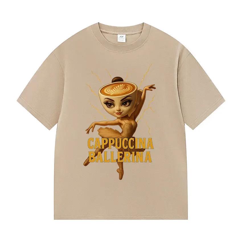 ZX Tee Funny Cappuccino Ballerina  Graphics Tee Shirt Fashion Cozy Hot Sale T-shirt Summer T-shirts women clothes my body my choice