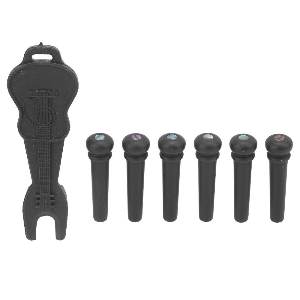 6PCS Ebony Guitar Bridge Pins Abalone Dot Inlay Bridge Pin Pegs Acoustic Guitar
