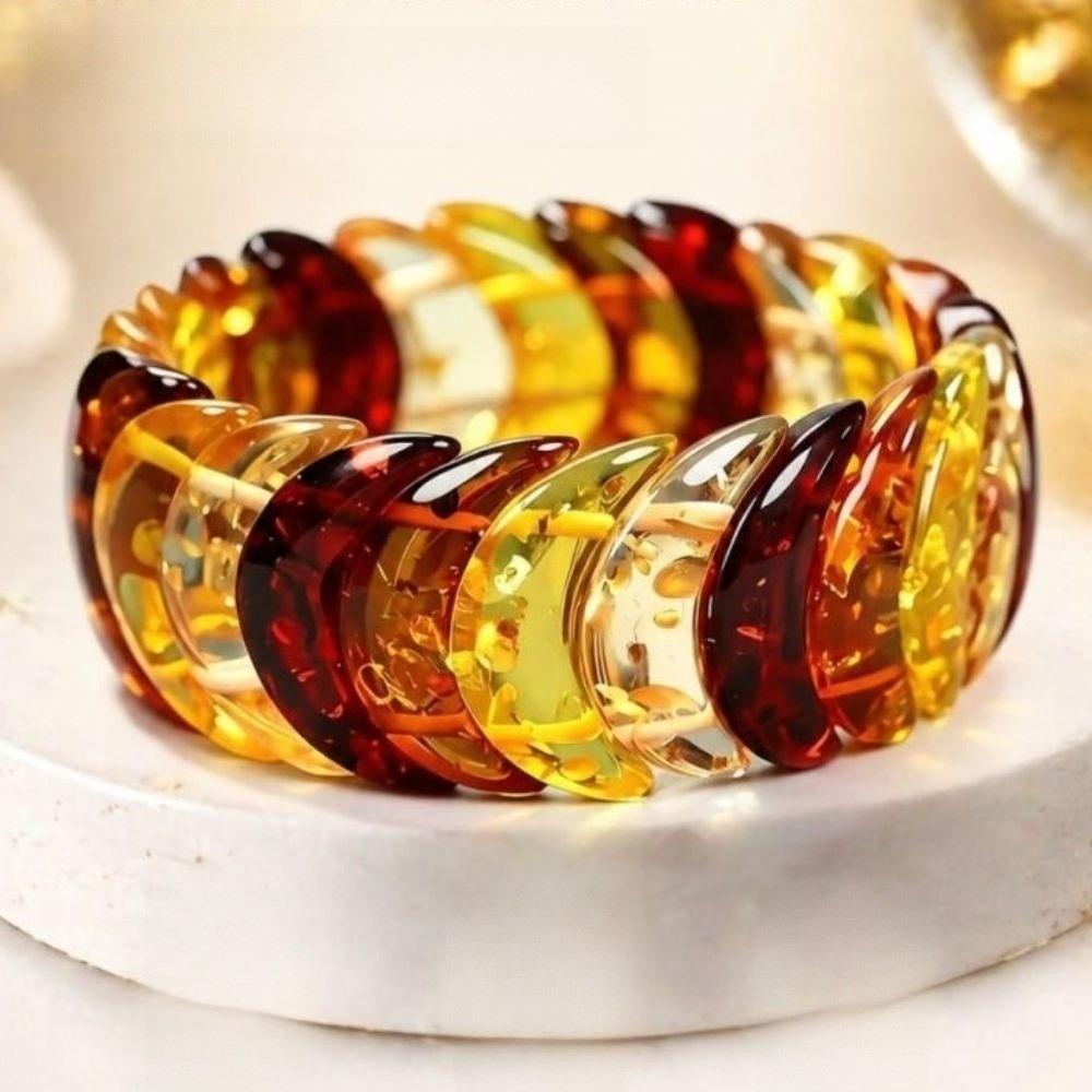 Square Beads Resin Bangle Handmade Gemstone Bracelet Retro Beaded Bracelet for Women