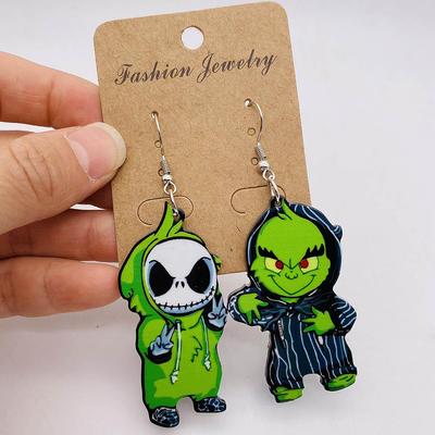 Boucles d'oreilles asymétriques en acrylique pour Halloween: Personnages de L'Étrange Noël de Monsieur Jack