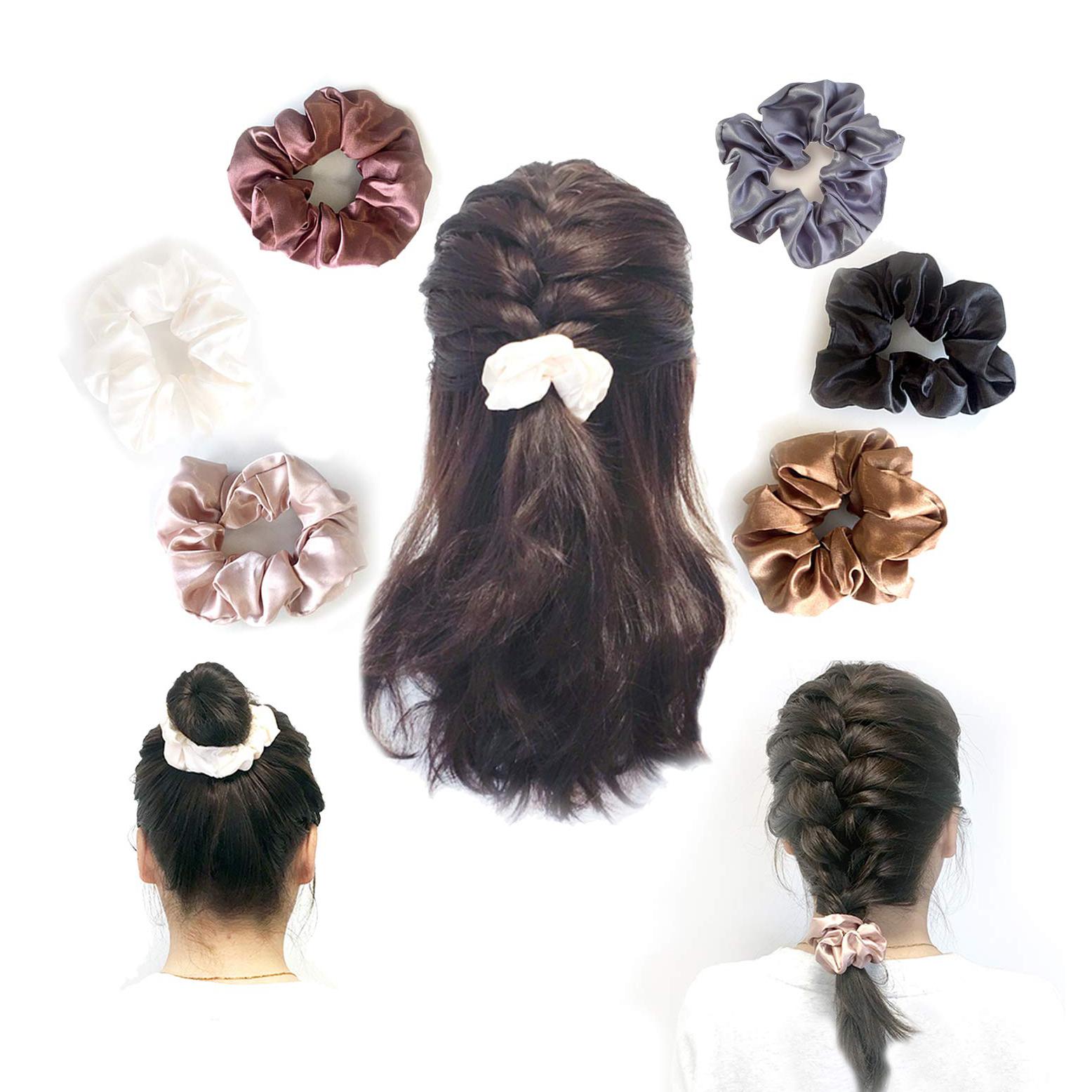 

13 цветов резинки для волос из шелкового атласа резинки для волос - резинки для волос держатель для хвоста набор нейтральных чистящих аксессуаров для волос для женщин и девочек белый