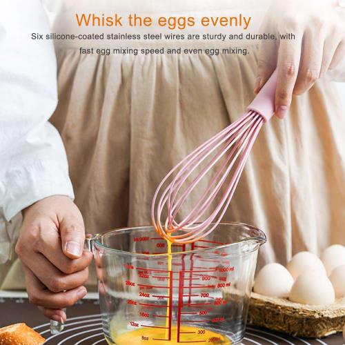 readygohigh Manual Silicone Whisk, Mini Whipper, Mixer for Baking, Durable, Non-Slip, Heat-Resistant, Kitchen Cooking Tool, Stylish, 25*7cm (Green)