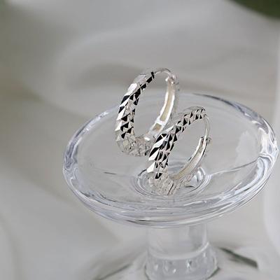 925 Silver Bling Cut Ring Earrings