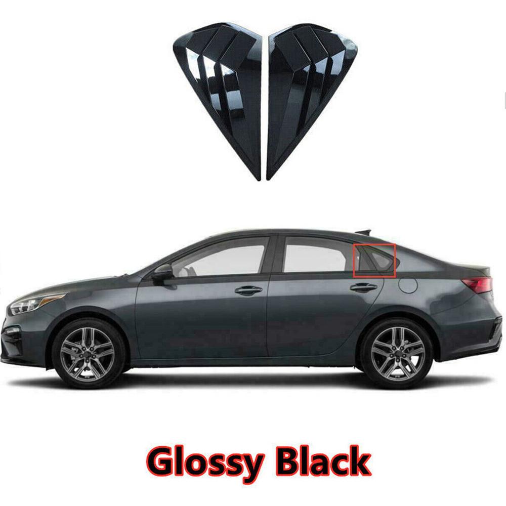 Glossy Black Rear Side Window Louver Scoop Cover Vent For 2019-2022 Kia Forte K3
