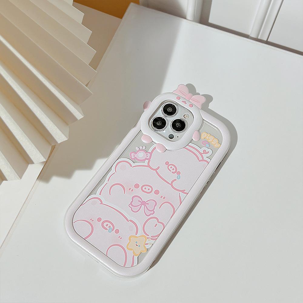Rosa Schwein 3D Cartoon 2 In 1 Sterne Süße stoßfeste Handyhülle für iPhone 13 11 12 Promax 14 Pro Max Ins schöne Shell Conque Capa