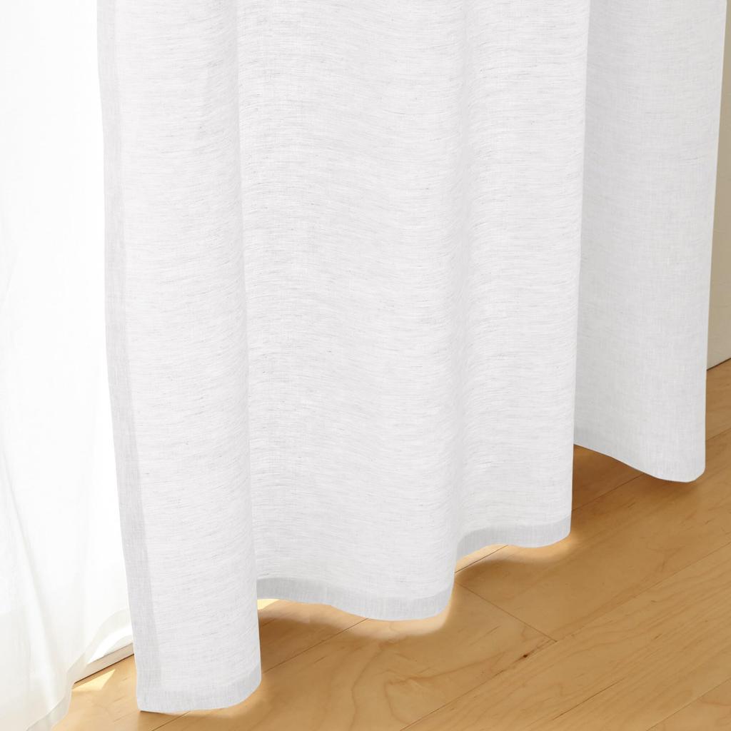 MUJI Linen Plain Weave Non-Pleated Curtains, 100cm Wide x 200cm Long, Off-White, 84759307