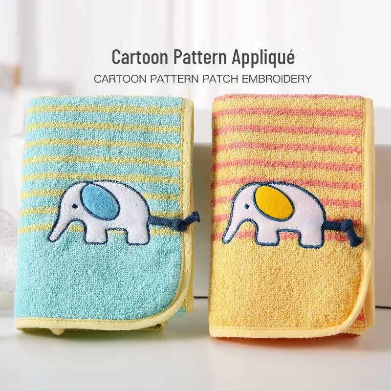 KING SHORE Kids Pure Cotton Elephant Hand & Face Towel Set with Hanging Loop
