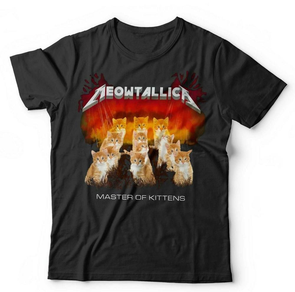 

Meowtallica Tshirt Master Of Kittens Unisex and Kids Funny Cute Cat Metal Kitten 4XL