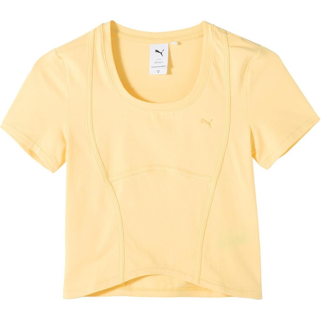 Puma Own The Spotlight Round Neck Short Sleeve Breathable Fitted T-Shirt Women Tops Yellow 628206-95