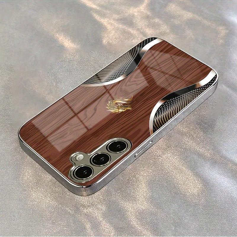 Wood-grain Pattern Electroplated Glass Phone Case Suitable for Samsung Galaxy S26 S25 S24 S23 S22 S21 and Other Models