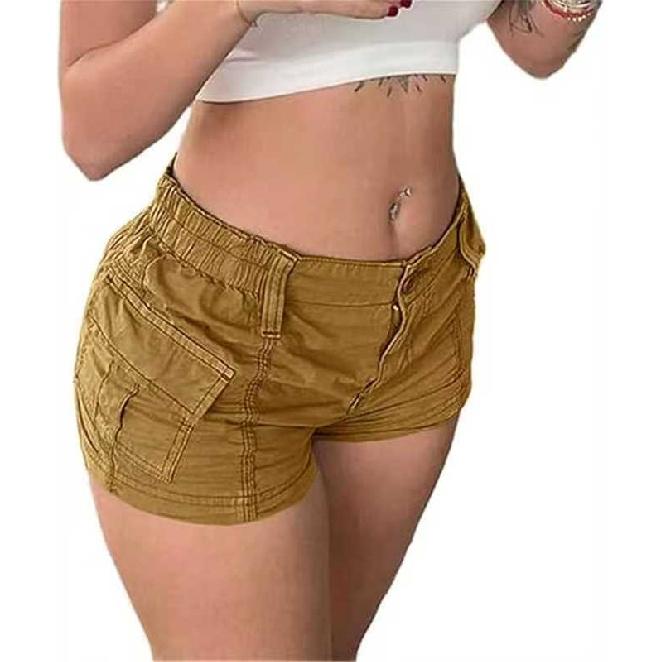 

Новые женские брюки однотонные рабочие джинсовые шорты облегающие женские брюки шорты для острой девушки брюки с несколькими карманами XXL коричневый
