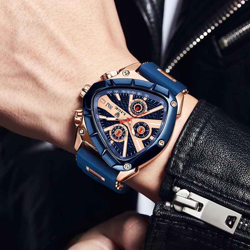 Business Sport Men's Quartz Wristwatches Fashion Military Silicone Watch for Men Waterproof Date Chronograph Montre Homme