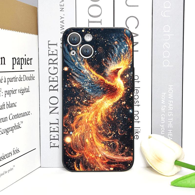 Luxury Phoenix Fire Feather Pattern Phone Case for iPhone 17 16 12 11 14 Plus 13 14 15 Pro Max 12 13 Mini X XS MAX XR Soft Cover