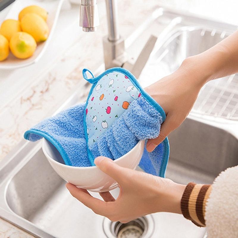 Coral Fleece Bathroom Supplies Soft Hand Towel Absorbent Cloth Rag Hanging Cloth Cleaning Supplies Kitchen Accessories