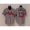 Mens Atlanta Braves 13 Embroidered Baseball Jersey Unisex Sportswear Running Gym Casual Wear