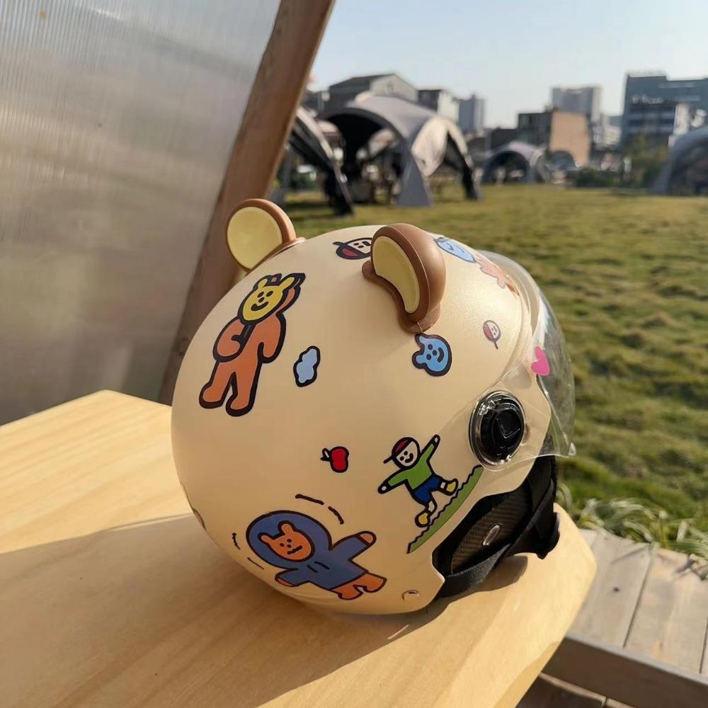 Battery Car Helmet Male and Female Student Cartoon Couple Four Seasons Universal Safety Hat National Standard Winter Ear Protection Half Helmet