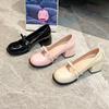fashion Chunky Hee Pumps Women's Shoes 2024 Summer New Arrival Round Toe Mid-Heel versatile Shallow Mouth Single Shoes