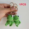 Handmade Crochet Frog Keychain Green Amigurumi Bag Charm Cute Animal Lovers Gift Kids Backpack Accessories, Eco-Friendly Keyring
