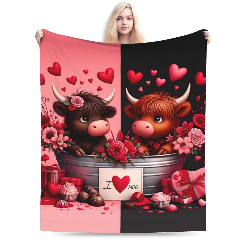 Soft Blanket Girls Boys Decorative Highland Cow Themed Throw Blanket  Flannel Bedspread For Outdoor Funny Sofa Bed Cover