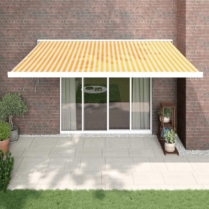 VidaXL Retractable Awning Yellow and White 4.5x3 M Fabric and Aluminum 3154584