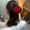 Red Rose Petals Grab Clip Feminine Hair Accessory Large Shark At Back Of Head Exquisite Top