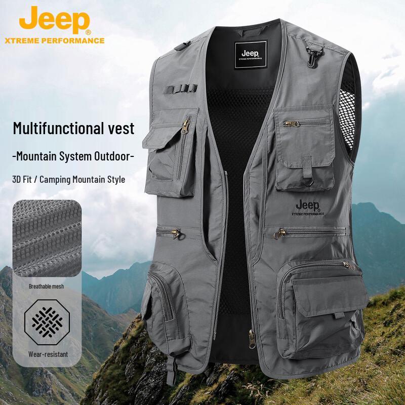 

JEEP Men s Multi-Pocket Outdoor Fishing Vest 2XL
