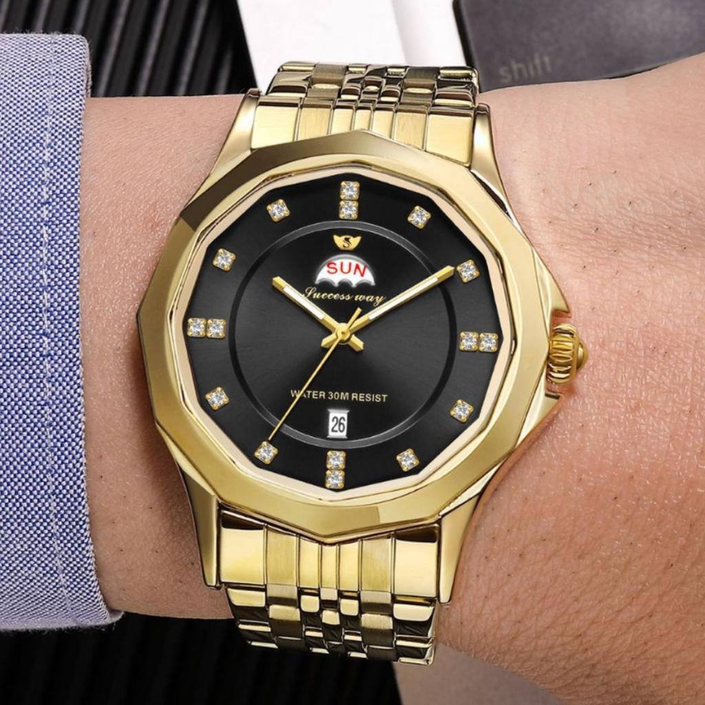 New Fashion Calendar Steel Strap Men's Watch Sports Business Watch