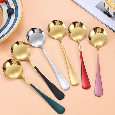 1 Pc Stainless Steel Korea Soup Spoons Home Kitchen Ladle Capacity Gold Silver Mirror Polished Flatware For Coffee Tableware
