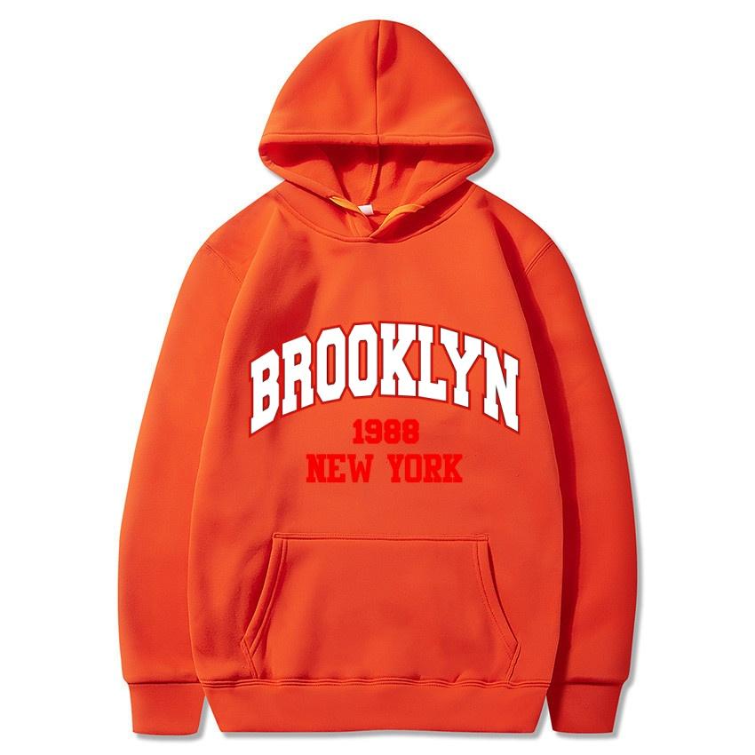 Autumn Winter Brooklyn1988 New York Printed Solid Color Hoodie Classic Coat Daily Casual Hoodie Street Sweatshirt Gift
