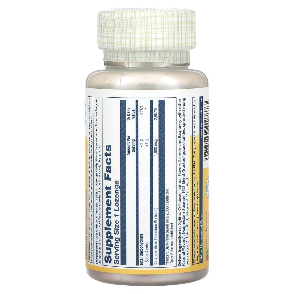 Chromium Picolinate, Natural Lemon-Raspberry, 1,000Mcg, 100 Lozenges