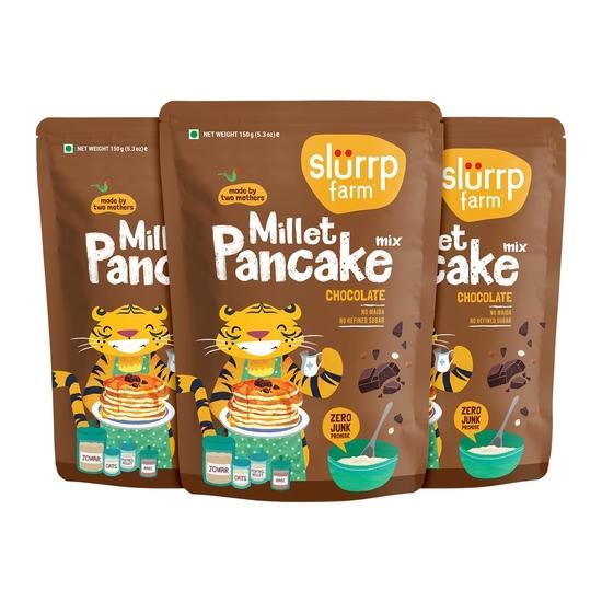 

Slurrp Farm No Maida Pancake Mix | Instant Breakfast Mix | 100% Vegetarian Eggless Healthy Breakfast for Kids & Pack of 3 X 150g 500GM