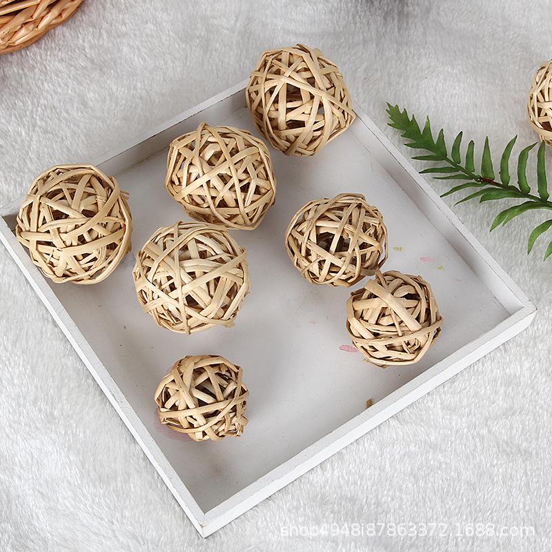 Retro Forest-Style Rattan Ball Hanging Decoration for Photography or Window Display