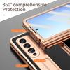 2 Pcs Hinge Capa For Samsung Z Fold 4 5g Case Plating Touch Pen Slot Front Screen Glass Stand For Galaxy Z Fold 4 Fold4 Cover