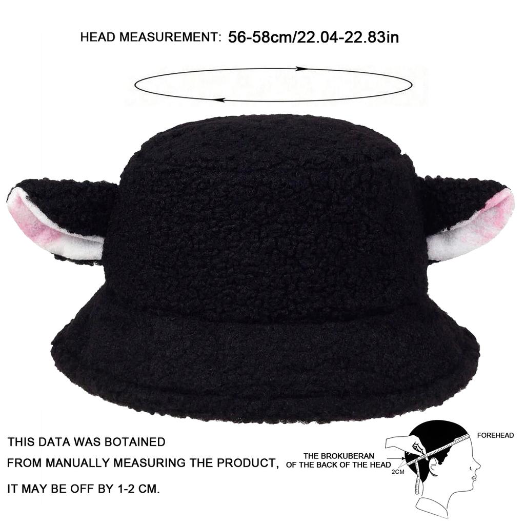 Niedlicher Schafsohr Plüsch Fischerhut Damen Mädchen Cosplay Lammwolle Mütze Herbst Winter Wärmer Kopfbedeckung Hüte Bucket Caps Dekoration