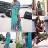 Elegant Women Boho V Neck Long Maxi Dress With 3/4 Sleeve For Party And Evening Events