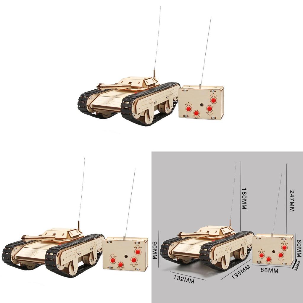 Wooden Diy Remote Control Tank Educational Toy For Kids Science Learning