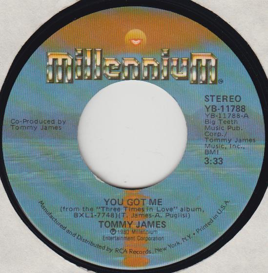 7inch Record TOMMY JAMES  You Got Me YB11788 Millennium 1980 US Rock Used