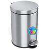 iTouchless Pedal-Operated Trash Can, Silver, Stainless Steel, 12L, Round, with Odor-Absorbing Filter, Soft Step, and Removable Inner Bucket, for Home,