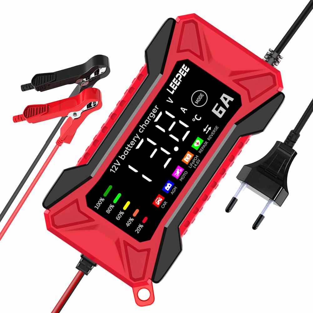 

Car RV Truck Trailer Intelligent Battery Charger Auto SUV Motorcycle Truck Pulse Repair 12V 6A Voltage Temperature Detection